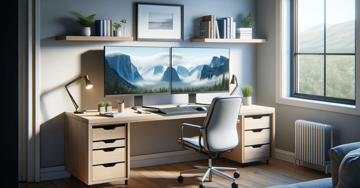 Home Office Desk Ideas for Two Monitors