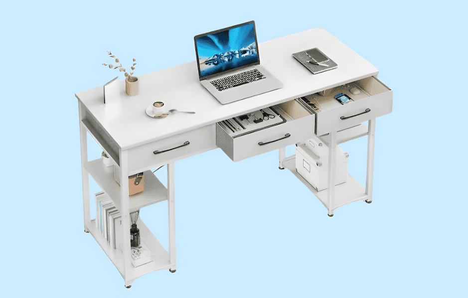 Desk With Built-In Storage Organization